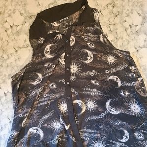 Celestial Sheer Sleeveless Button-Up